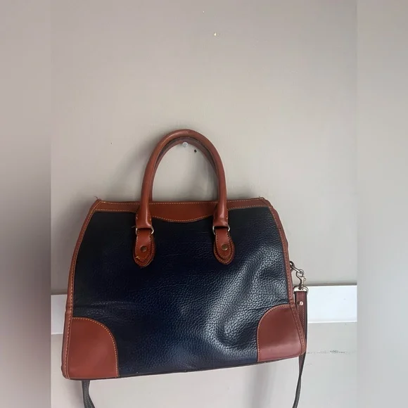 Dooney & Bourke Navy and Tan Satchel - Picture 3 of 5